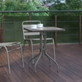 thumbnail image 4 of BizChair 23.5'' Silver Square Tempered Glass Metal Table, 4 of 12