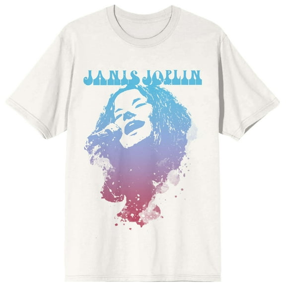 Janis Joplin Two-Color Graphic Crew Neck Short Sleeve Men's White T-shirt-Medium