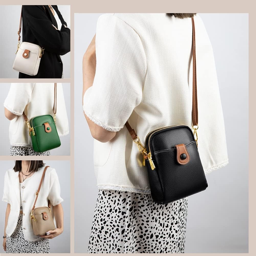Small Crossbody Bag for Women Genuine Leather Cell Phone Purse Lightweight Shoulder Bag Vintage Daily Wallet Bag