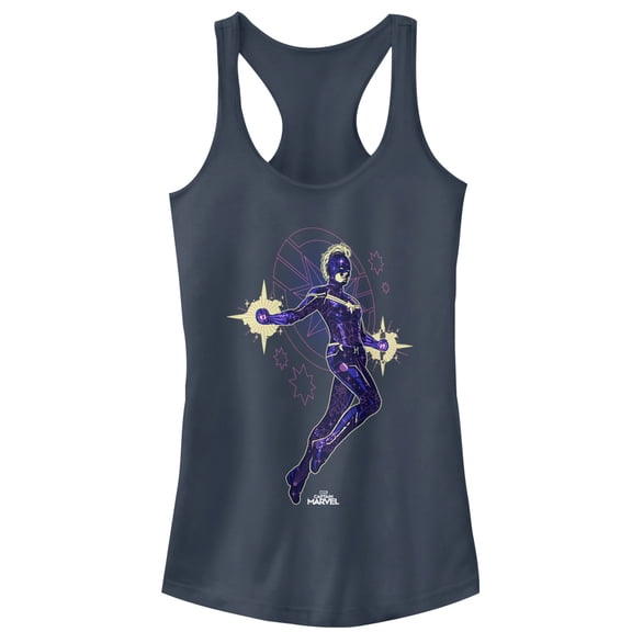 Junior's Marvel Captain Marvel Galactic Kree Warrior  Racerback Tank Top Indigo 2X Large