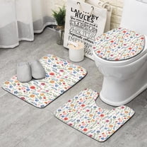 Pioneer Flower Floral Print Pattern Bathroom Rugs Sets 3 Piece,Toilet Cover Set,Absorbent Non Slip Bathroom Mats Sets with U-Shaped Contour Rug Toilet Rug Set