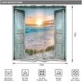 thumbnail image 5 of Ocean Beach Teal Barn Door Shower Curtain for Bathroom Decor 72Wx72H Hawaiian Sunset Scenery Sea Wave Retro Wood Rustic Nature Art Printed Fabric Polyester Waterproof 12 Pack Plastic Hooks, 5 of 6