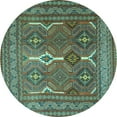 thumbnail image 1 of Ahgly Company Indoor Round Persian Turquoise Blue Traditional Area Rugs, 5' Round, 1 of 4