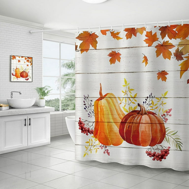 Fall Pumpkins and Leaves Shower Curtain Shower Curtain 