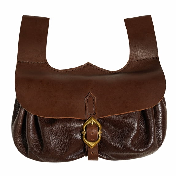 Mythrojan Medieval Leather Cosplay Belt Pouch LARP Costume Renaissance Bag - Brown