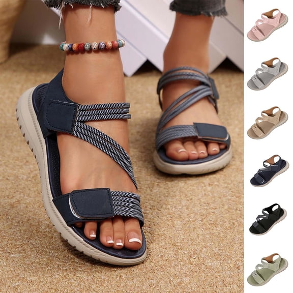 XUNKUSGA Womens Sandals Lightweight Comfortable Open Toe Hiking Sandals Women Casual Summer Wide Width Ankle Strap Outdoor Women Walking Shoes,Black