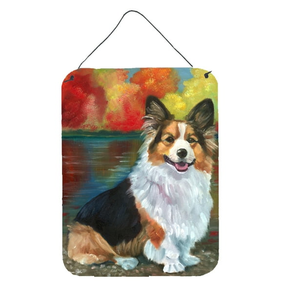 Carolines Treasures 7294DS1216 Corgi by the lake Wall or Door Hanging Prints 12x16 multicolor