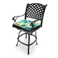 thumbnail image 2 of Jordan Manufacturing 17" x 19" Bettina Aqua Cream Floral Rectangular Outdoor Chair Pad Seat Cushion with Ties (2 Pack), 2 of 11