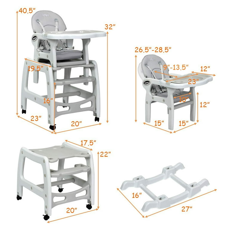3 in 1 Unisex Baby High Chair, Eating Table for Infant to