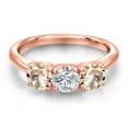 thumbnail image 3 of Gem Stone King 18K Rose Gold Plated Silver Lab Grown Diamond and Peach Morganite Engagement Ring for Women | 1.30 Cttw | Round 5MM | Gemstone April Birthstone | Size 7, 3 of 6