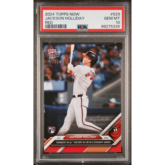 PSA 10 Jackson Holliday 2024 Topps Now #529 Jersey #7/10 Red SP Rookie Card Baltimore Orioles