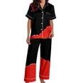 thumbnail image 3 of Womens Pajama Sets Halloween Silk Satshort Sleeve Button Up Top Shorts Comfortable Fall Winter Sleepwear Loungewear Nightwear Nightclothes Homewear, 3 of 7