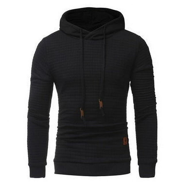 Fo Sweat à Capuche Classique Matelassé à Motif Carré pour Hommes (Noir, TG)