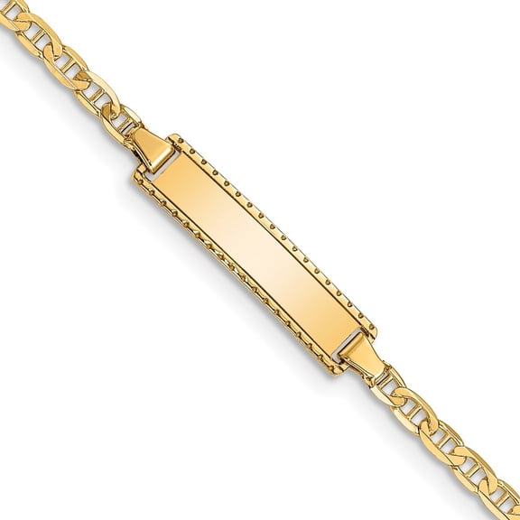 Diamond2Deal 10K Yellow Gold Flat Anchor Chain Link ID Bracelet for Men 6"