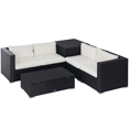 thumbnail image 1 of Black 6-Piece PE Rattan Patio Furniture Set with Cushions - Outdoor Sectional Sofa, Storage Table & Coffee Table for Garden, Backyard & Poolside Relaxation, 1 of 7