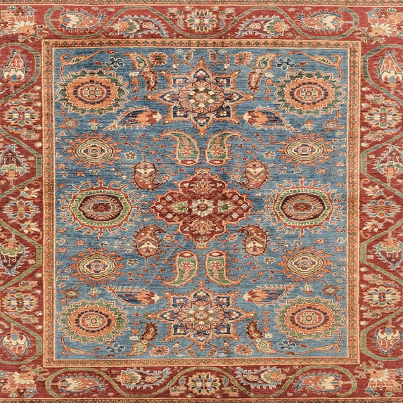 Ahgly Company Machine Washable Indoor Square Abstract Camel Brown Area Rugs, 6' Square