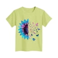 thumbnail image 4 of hengsof Girls Cute Sunflower Graphic Printed Short Sleeve T-Shirt Sweet Casual Pullover Stylish Crew Neck Top 3-15 Years, 4 of 4
