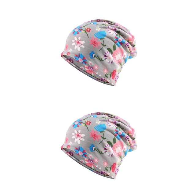 Qarigey Beanie Hat Pre-Atado Hijab Turbante Ajustable Head Wrap Protección para los oídos Hairband Caps Hair Styling Bonnet Grey flower flor gris 2piezas Qarigey CBP384760