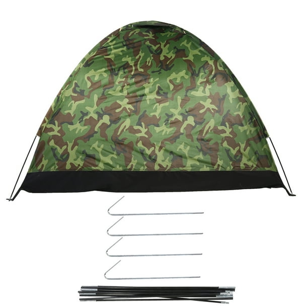 Tienda de campaña grande impermeable con protección UV y camuflaje para exteriores, ideal para acampar en familia y hacer senderismo.