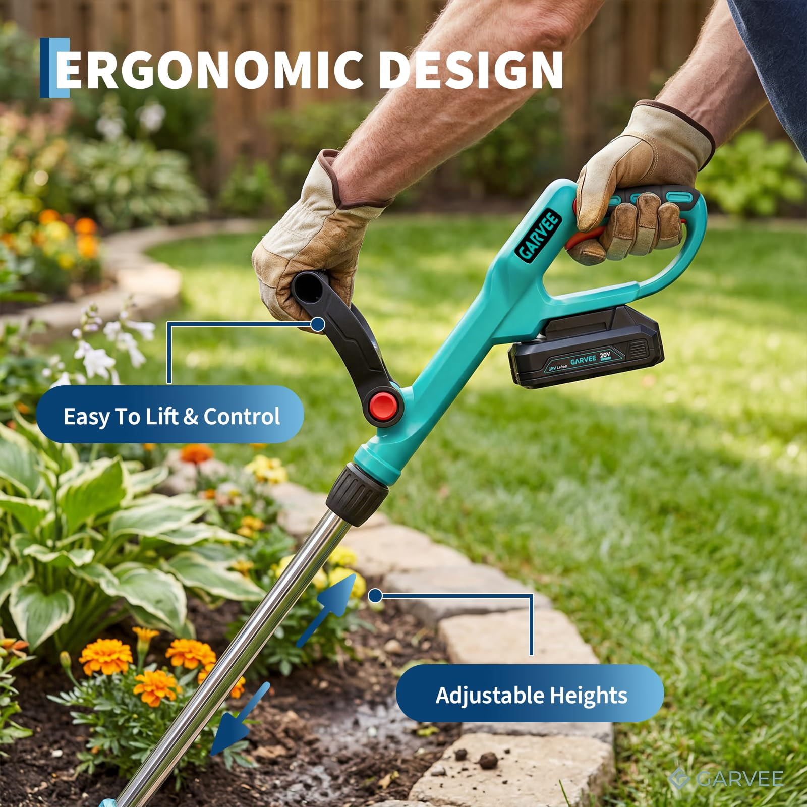 20V Cordless Tiller Cultivator, Electric Garden Tiller with 2 * 2.0Ah Batteries & Charger, 9in Tilling Width and 6.6in Depth Garden Rototiller