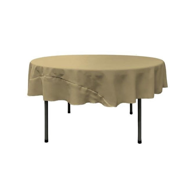 LA Linen TCpop72R-TaupeP13 Nappe en Popeline Polyester Taupe - 72 Po Ronde