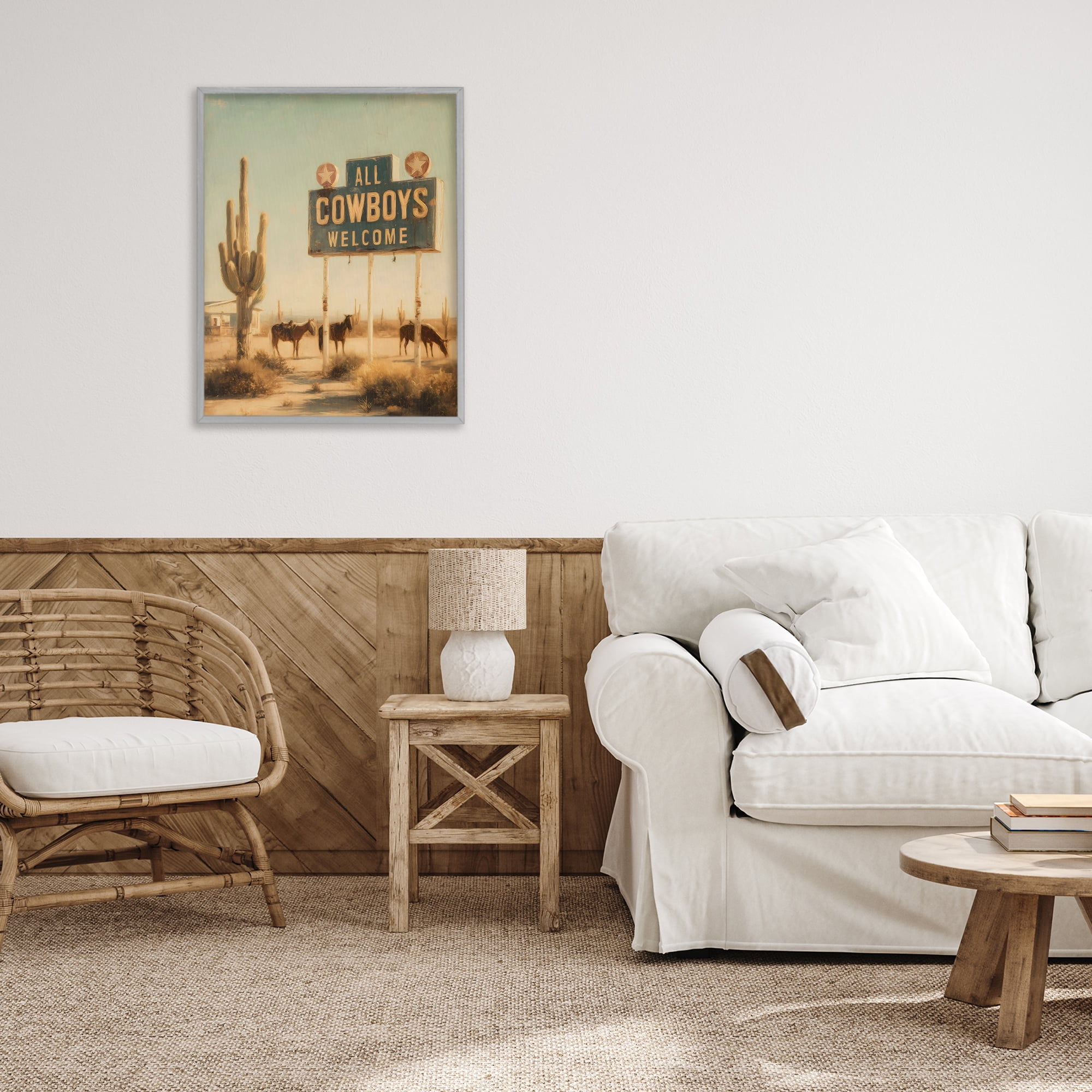 Stupell Industries All Cowboys Welcome Desert Gray Framed Giclee Art, design by Arlington Prints
