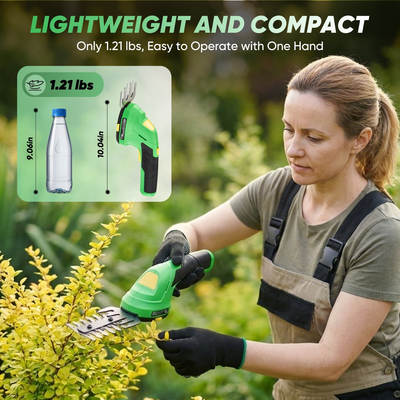 Saker 7.2V Cordless Hedge Trimmer with Battery and Charger, 2-in-1 Electric Grass Shear for Garden, Yard and Lawn