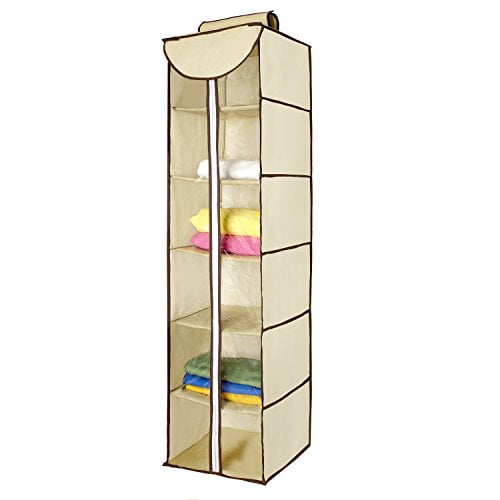 Ziz Home Hanging Clothes Storage Box (6 Shelving Units with Zipper