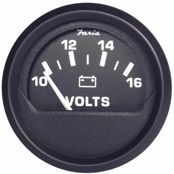 Faria Beede Instruments 12821 2 in. Euro Black Voltmeter 10-16 VDC