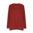 thumbnail image 5 of JUUYY Women's Casual Long Sleeve Round Neck Pocket T Shirts Blouses Regular Fit Solid Color Tunic Shirt Tops Red S, 5 of 5