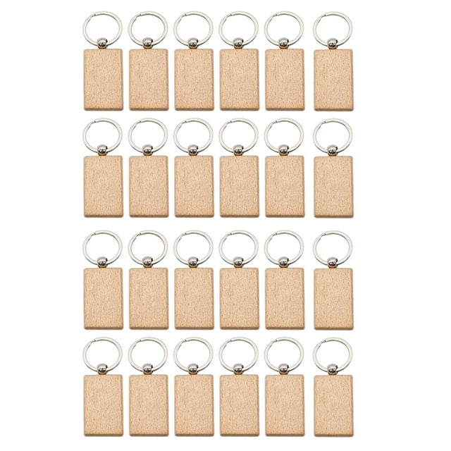 24 Piezas de Madera en Blanco Rectangular Etiquetas Llaveros de Madera para Manualidades DIY