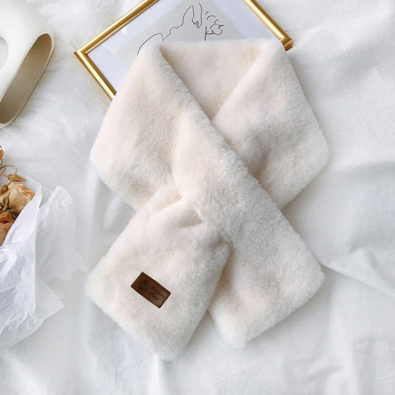 BRDFRL Plush Scarf for Women Winter Furry Faux Fur Loophole Short Scarf Soft Cozy Neck Warmer Wrap