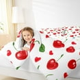 thumbnail image 5 of Manfei Kawaii Cherry Full Size Comforter Sets,Sweet Fruit Bedding Comforter Set,Red Heart Print Bedding Sets For Girl Teens,Breathable Home Decor Reversible,3 Pieces, 5 of 9