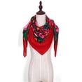 thumbnail image 2 of NMMUED Large 43.3 Inch Floral Square Scarf for Women Retro Rose Print Soft Neck Kerchief Pashmina Shawl Red One Size, 2 of 8