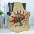 thumbnail image 4 of Arizona Soft Flannel Fleece Throw Blanket, Tribal Style Saguaro and Sun Boho, Cozy Plush for Indoor and Outdoor Use, 70" x 90", Pale Camel Ruby, by Ambesonne, 4 of 5