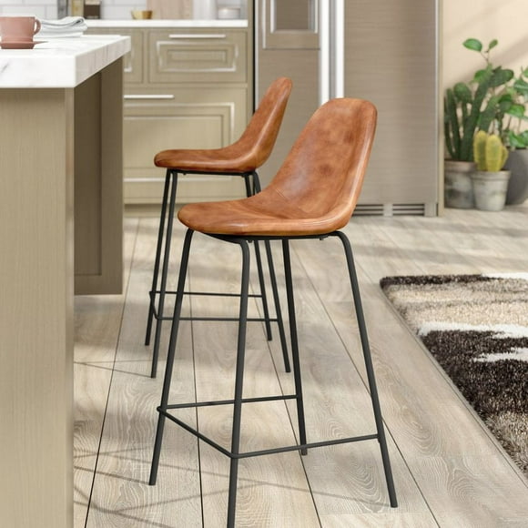 Faulkin PU Kitchen Island Bar Stools- Set of 2