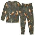 thumbnail image 2 of FORMRS Long Sleeve Top and Pants Pajama Set for Niños 2-Piece Sleepwear, Sizes 18M-8Y, Green Forest Fox Pattern, 2 of 6