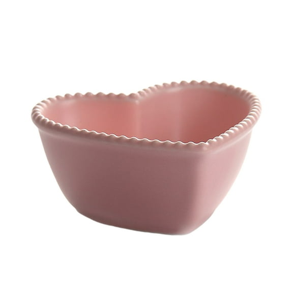Dessert Bowl, Heart Shaped Ceramics Bowl Fruit Salad Bowl Dessert Bowl Food Serving Bowl for Home Restaurant Kitchen (Pink)