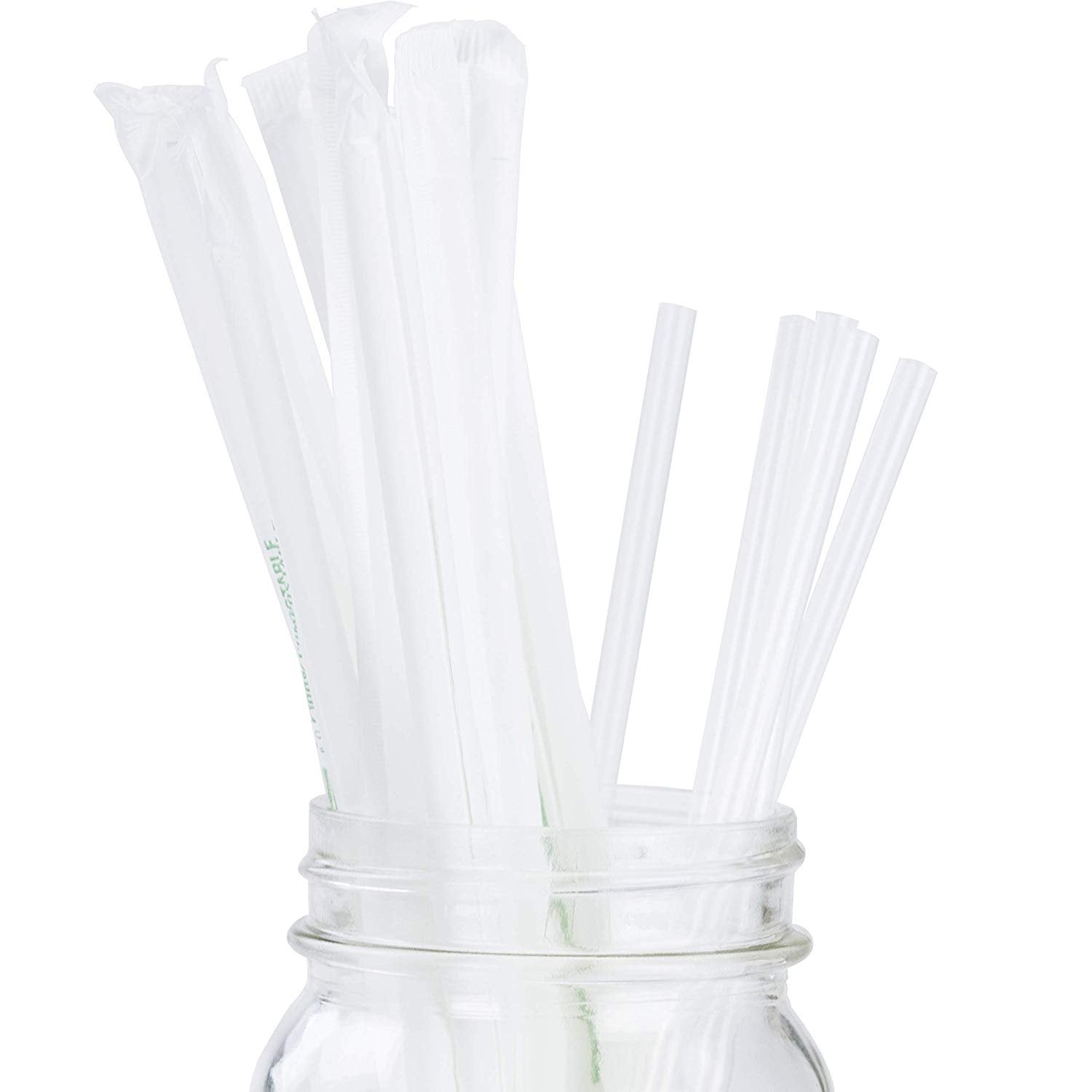 Avant Grub 7.75" Compostable Individually Wrapped Clear Drinking Straws