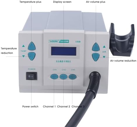 861DW 1000W Hot Air Rework Station with Digital LCD Display, Brushless DC Vortex Blower, 110V Soldering Heat Gun - Includes 3 Nozzles for  Soldering-Professional$$Tools & Hardware Other