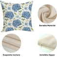 thumbnail image 6 of Spring Floral Pillow Covers 16x16 Pack of 2 Blue Hydrangea Flower Throw Pillow Covers Decoration,Summer Holiday Decor Pillowcase Rustic Farmhouse Linen Cushion Case for Home Couch Sofa Outdoor, 6 of 6