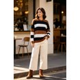 thumbnail image 3 of NAYTOAO Women's Striped Crew Neck Knit Sweater, Long Sleeve Relaxed Fit Pullover Sweater for Daily Casual Wear, 3 of 6