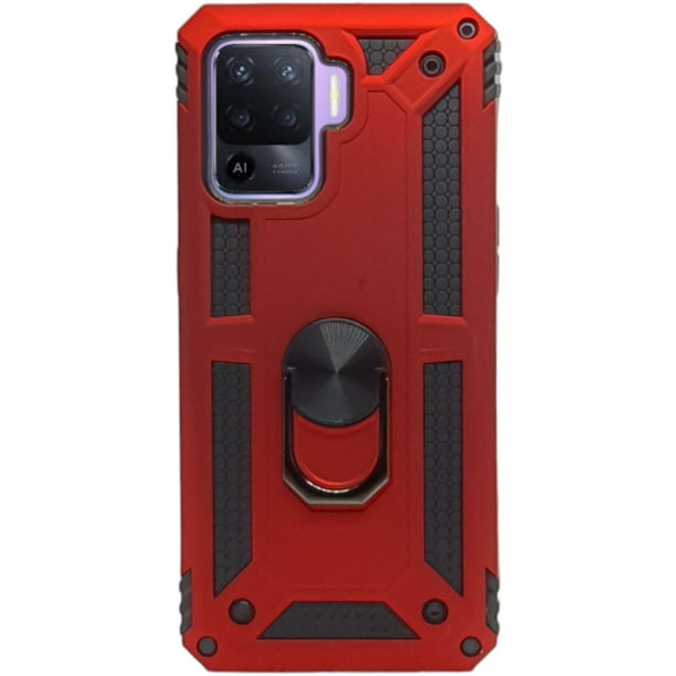 Funda Uso Rudo Cely Vesmir con Anillo Magnético Para Oppo Reno 5 Lite Rojo