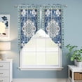 thumbnail image 6 of Blue Boho Kitchen Window Curtains, Swag Curtains Valance for Bedroom Living Room Bathroom, Farmhouse Bohemian Medallion Oriental Flower Rod Pocket Window Curtain Block Drapes 2 Panels 28"x36", 6 of 9
