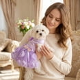 thumbnail image 5 of Purple Satin Dog Tutu Dress with Flower Decoration, S Size, Pet Formal Party, 5 of 8