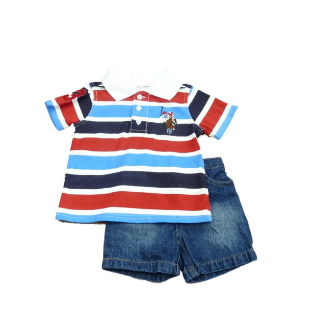Ensemble 2 Pièces Garçon Lucky Brand - Short Jean Taille élastique Bleu - Neuf Avec étiquettes