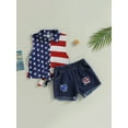 thumbnail image 2 of Bslissey Toddler Kids Girls Independence Day Outfits Sleeveless Stars Stripe Tank Tops + Ripped Denim Shorts 2Pcs Little Girls Summer Casual Shorts Sets 1T 2T 3T 4T 5T 6T, 2 of 8