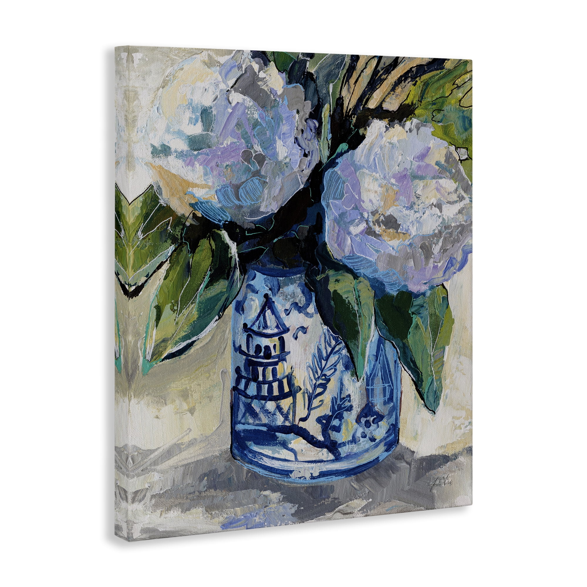 Stupell Industries August Blooming Bouquet Plants & Flowers Painting Wrapped Canvas Art Print Wall Art, 24 x 30