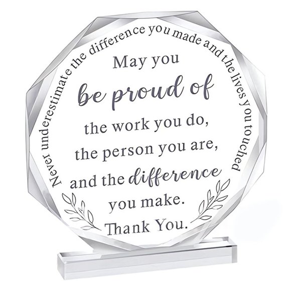 Clear Acrylic Thank You Trophy Express Your Appreciation to Colleagues