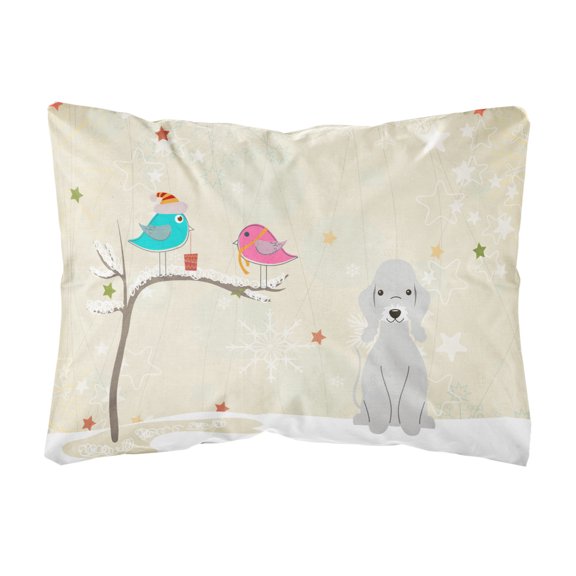 Carolines Treasures BB2562PW1216 Christmas Presents between Friends Bedlington Terrier - Blue Canvas Fabric Decorative